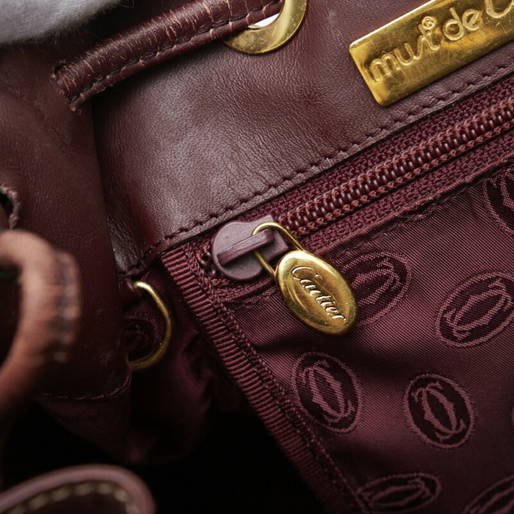 CARTIER Mastline One Shoulder Bag Bordeaux Red Leather Women's - Picture 9 of 10